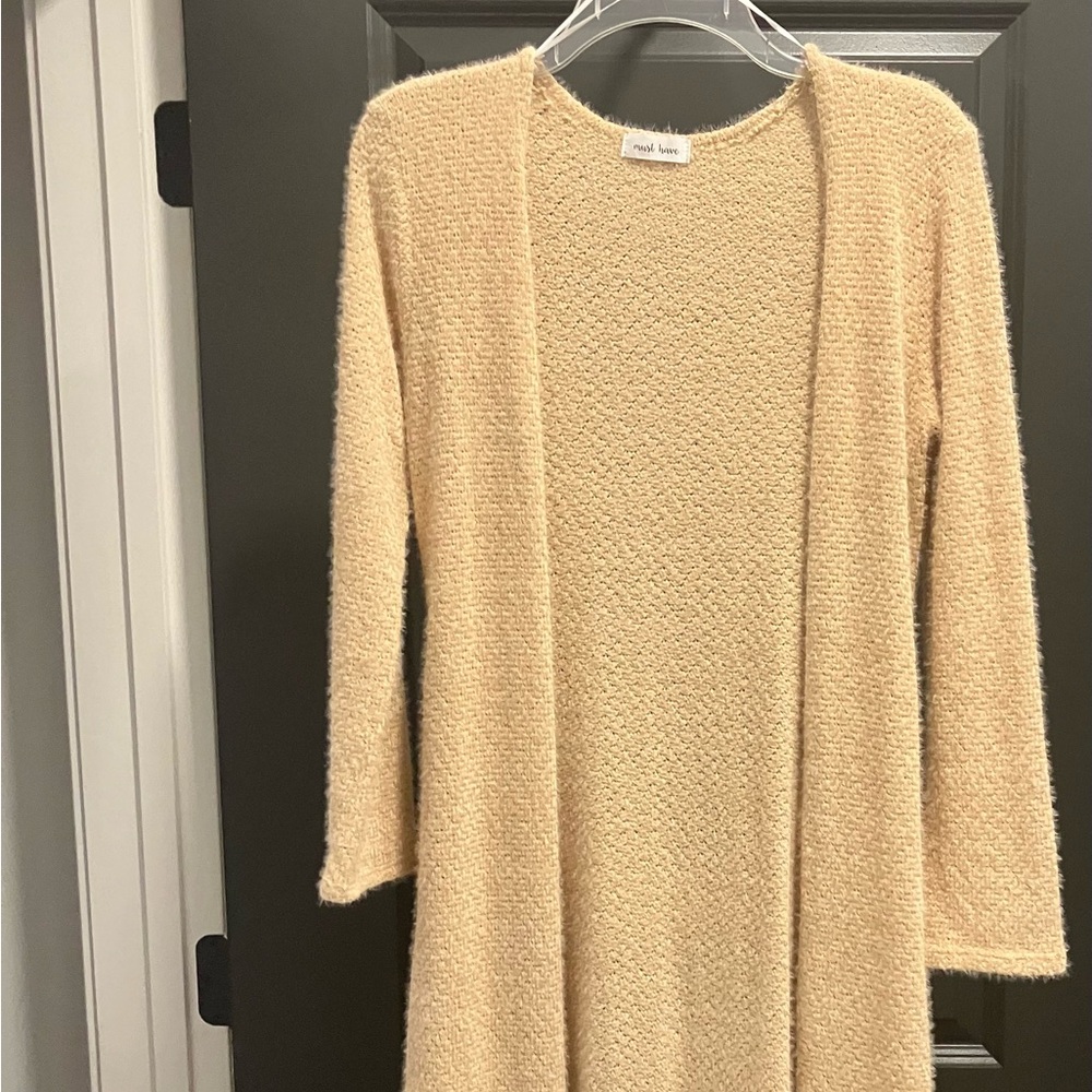 Must Have Cream Bouclé Open Front Cardigan
